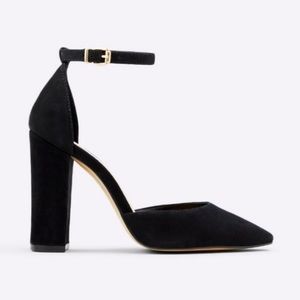 Black suede also heels size 8